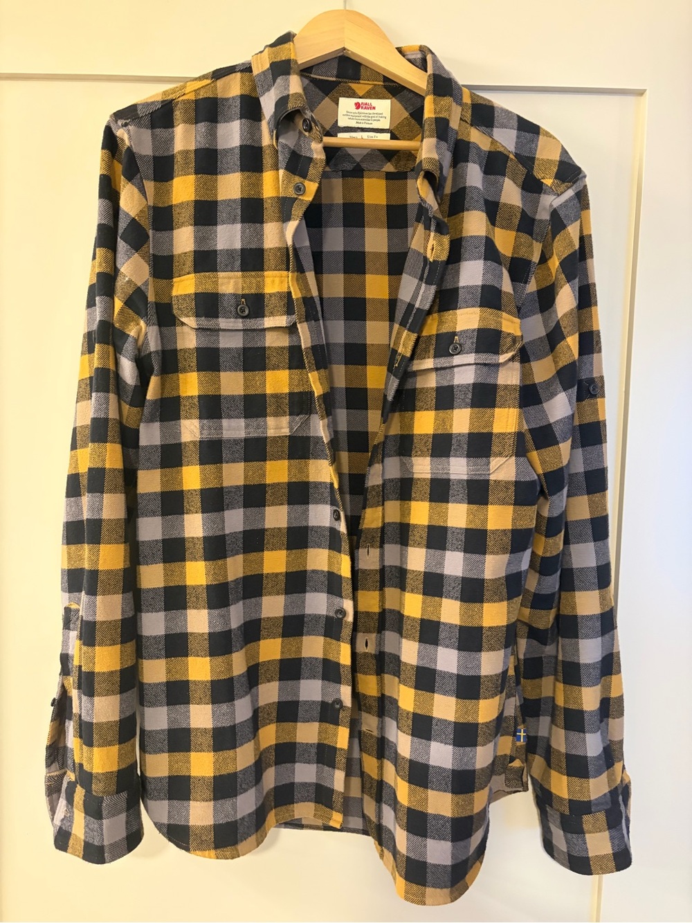 Fjallraven Yellow Black and Gray Plaid Button-Down Shirt